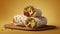 Burrito rolls  on a Yellow Background