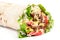 Burrito wraps from fillet grilled beef, lettuce, slices of fresh tomatoes