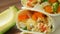 Burritos with chicken, cheese and vegetables