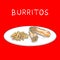 Burritos with fried Potatoes Hand Drawn on White Background. Vector