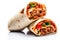 Burritos On Isolated White Background Professional Food Stock Photography. AI Generative