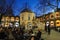 BURSA, TURKEY- JANUARY 24, 2015: Tea garden and silk shops in Koza Han Silk Bazaar. Koza Han is very old, built in 1451. There are