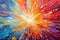 burst of abstract colors exploding in all directions, creating a kaleidoscope of vibrant energy