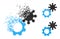 Burst and Halftone Pixel Gears Icon