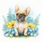 A Burst of Spring: French Bulldog among the Colorful Blooms AI Generated