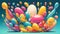 Bursting with Flavor Jelly Beans Celebrate National Junk Food Day in a Whimsical Illustrat.AI Generated