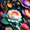 Bursts of Blooms: An Explosion of Color in Vibrant Floral Illustrations with a paper cut theme