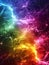 Bursts of chromatic energy erupt in a cosmic combustion, creating a dazzling display of prismatic light and tendrils