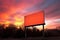 Bursts of color in the spring sky illuminated by vermillion skies of a glorious sunrise. Blank empty billboard mock up