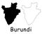 Burundi Country Map. Black silhouette and outline isolated on white background. EPS Vector