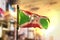 Burundi Flag Against City Blurred Background At Sunrise Backlight