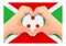 Burundi flag and hand heart shape