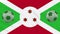 Burundi flag waving and soccer balls rotates, loop