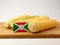 Burundi flag on a wooden panel with corn isolated on a white bac