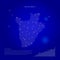 Burundi illuminated map with glowing dots. Dark blue space background. Vector illustration