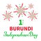 Burundi Independence Day typography poster with fireworks. National holiday celebrated on July 1. Vector template for