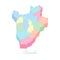 Burundi region map: colorful isometric top view.