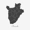 Burundi region map: grey outline on white.