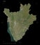 Burundi shape on black. High-res satellite