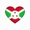 Burundian flag heart-shaped sign. Vector illustration.