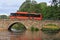 A bus drives over the Ostra Bron bridge. Karlstad, Sweden.