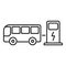 Bus electrical refueling icon, outline style