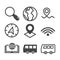 Bus icon, Route and navigation set isolated. Modern outline on white background