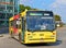 Bus leaving the station near Palais des Beaux-Arts in center of Charleroi