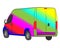 Bus with rainbow aerography vector drawing