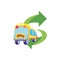 bus school transportation with arrows isolated icon