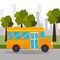 Bus school tree urban icon