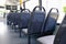 Bus seats on empty double decker bus. Blank advertising space; for mockup display; bus seat sticker wrap