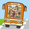 Bus and seniors, funny vector illustration