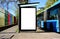 Bus shelter and bus stop. lightbox ad panel. template image for mockup