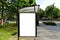 bus shelter at busstop. blank white lightbox. empty billboard. bus shelter advertising.