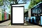 bus shelter at a busstop. glass and aluminum frame. mockup base. bus shelter advertising concept