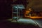 Bus shelter at night