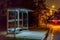 Bus shelter at night