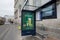 Bus stop with advertisement of Carlsberg in downtown of Copenhagen City