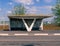 Bus Stop in Svetlograd, Russia, decorated by mosaic, Soviet modernism brutalism construction