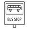 Bus stop traffic sign icon, outline style