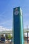 Bus terminal with passengers and Clock in Ventspils in Latvia