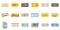 Bus ticketing icons set flat vector isolated
