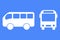 Bus vector icon. Bus stop symbol. Silhouette of school transport. Front and side of the bus. Stock image