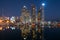 Busan city skyline view at Haeundae district, Gwangalli Beach with yacht pier at Busan, South Korea