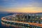 Busan city skyline view at Haeundae district, Gwangalli Beach with yacht pier at Busan, South Korea