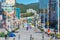 BUSAN, KOREA, OCTOBER 30, 2019: Main boulevard leading to Haeundae Beach in Busan, republic of Korea