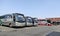 Buses are waiting for passengers at the Cicaheum Bus Station, Bandung City, West Java, Indonesia