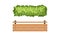 Bush Growth and Wooden Bench as Landscape Design Elements Vector Set
