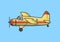 Bush plane, piston aircraft, airplane. Flat vector illustration. Isolated on blue background.